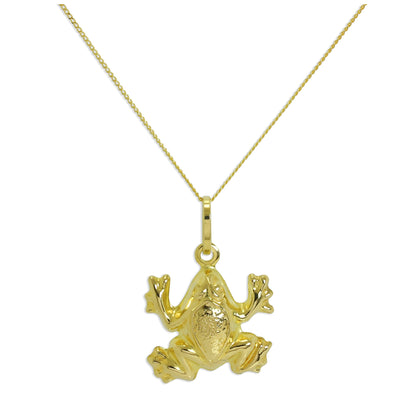 9 Karat Hohl Gold Frosch Halskette - 45,5cm Kette