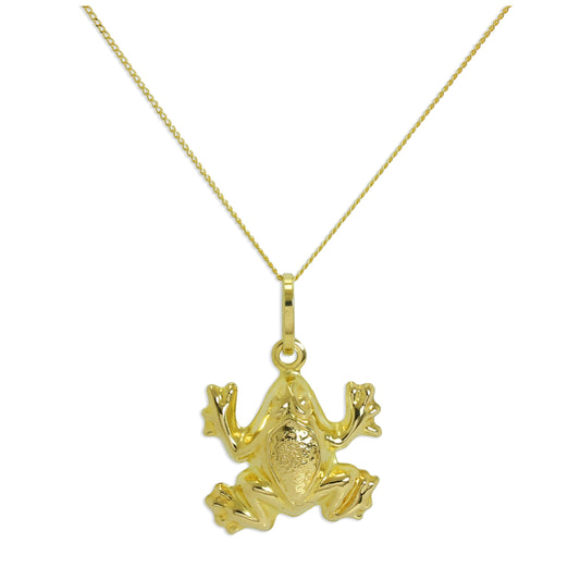 9 Karat Hohl Gold Frosch Halskette - 45,5cm Kette
