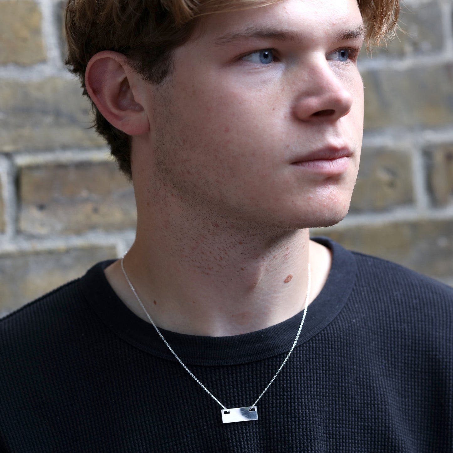 Sterling Silber Gravierbarer Flacher Rechteck Anhänger Halskette 14 - 22 Zoll