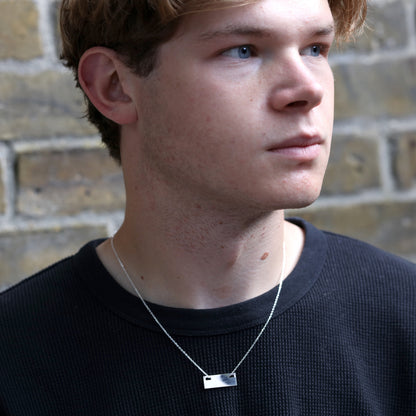 Sterling Silber Gravierbarer Flacher Rechteck Anhänger Halskette 14 - 22 Zoll