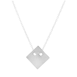 Sterlingsilber Gravierbarer Flacher Diamantförmiger Anhänger Halskette 14 - 22 Zoll