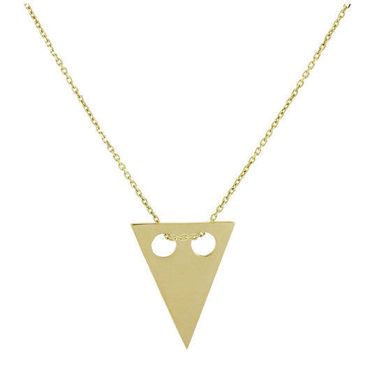 9 Karat Gold Gravierbar Flach Dreieck Anhänger Halskette 40,5 - 51cm