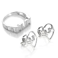 Set aus Mutterring und Ohrringen aus Sterlingsilber