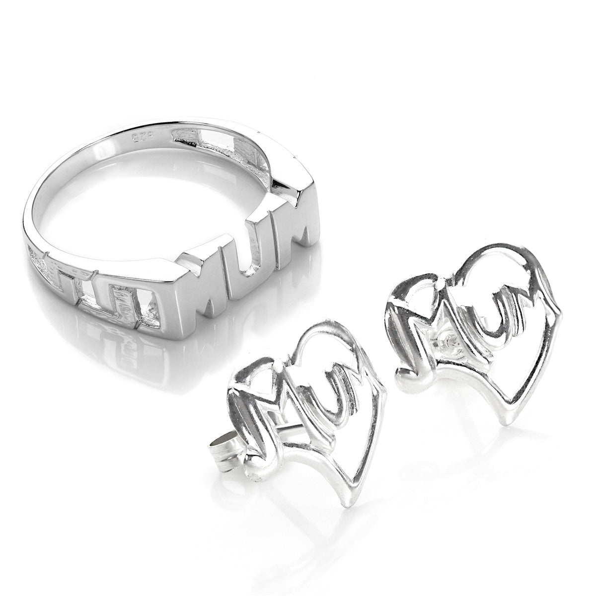 Set aus Mutterring und Ohrringen aus Sterlingsilber