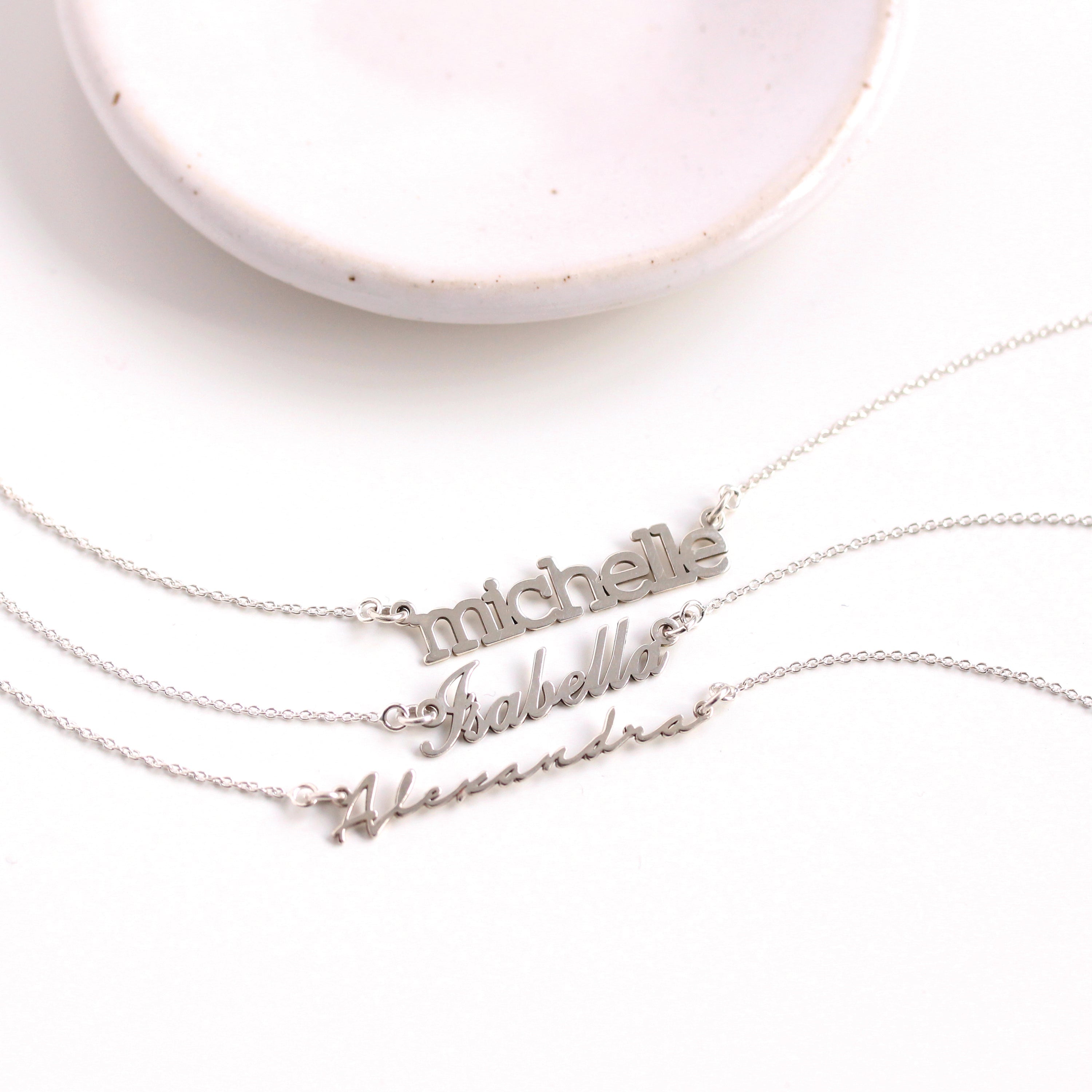 Personalisierte Sterlingsilber Namenshalskette
