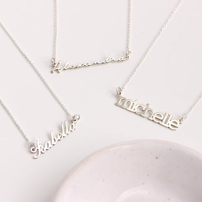 Personalisierte Sterling Silber Namenshalskette