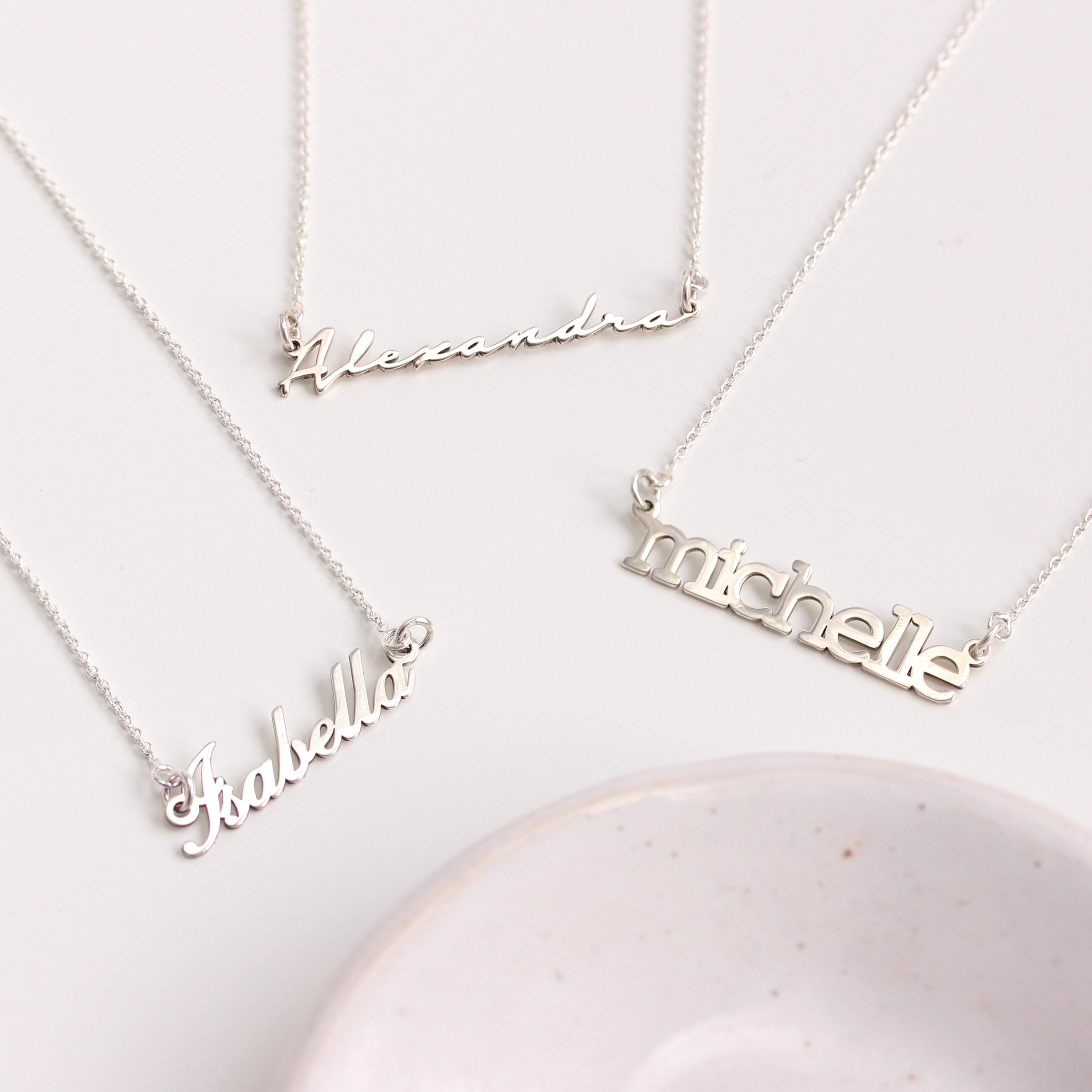 Personalisierte Sterlingsilber Namenshalskette