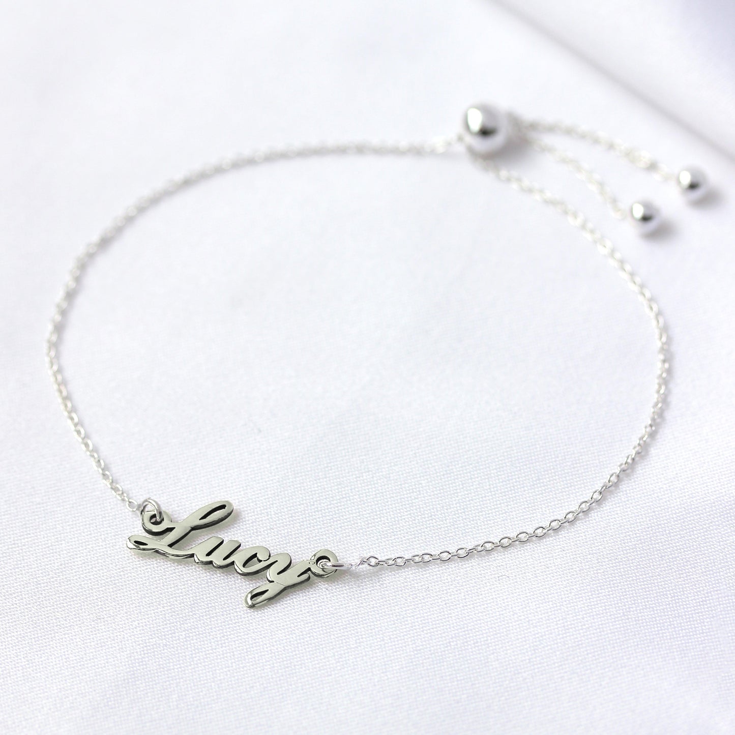 Personalisiertes verstellbares Sterling Silber Namensarmband