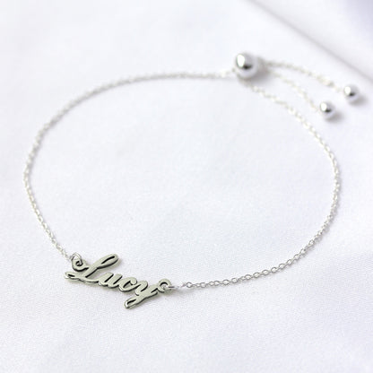 Personalisiertes verstellbares Sterling Silber Namensarmband