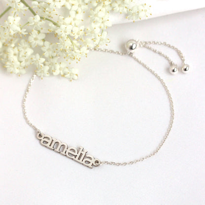 Personalisiertes verstellbares Sterling Silber Namensarmband
