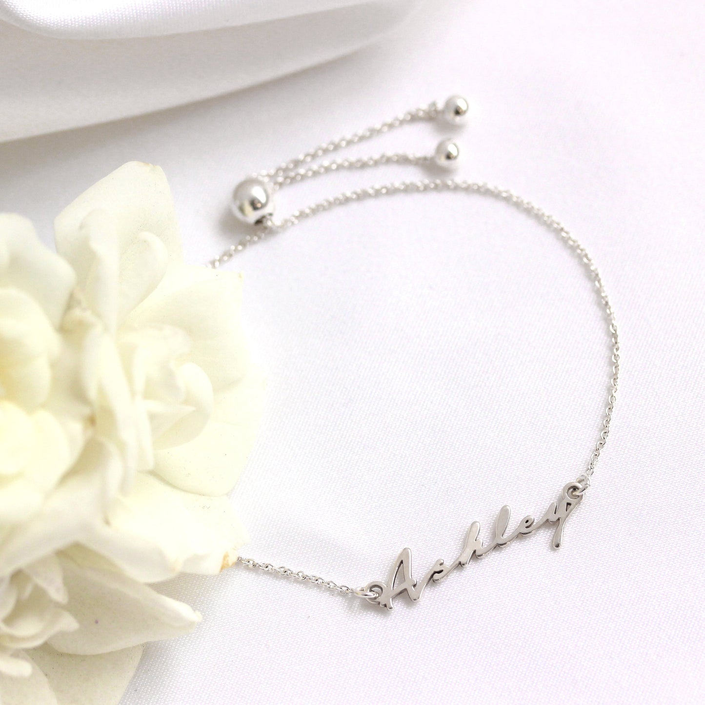 Personalisiertes verstellbares Sterling Silber Namensarmband