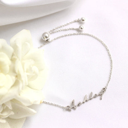 Personalisiertes verstellbares Sterling Silber Namensarmband