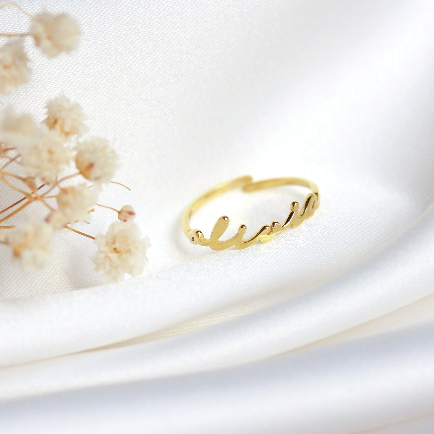 Personalisierter, verstellbarer Sterling Silber Namensring