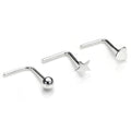 Sterlingsilber Stern Herz und Kugelende Nasenstecker Satz