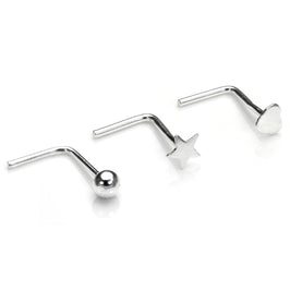 Sterlingsilber Stern Herz und Kugelende Nasenstecker Satz