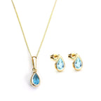 Set aus Anhänger und Ohrsteckern aus 9 Karat Gold mit November-Geburtsstein
