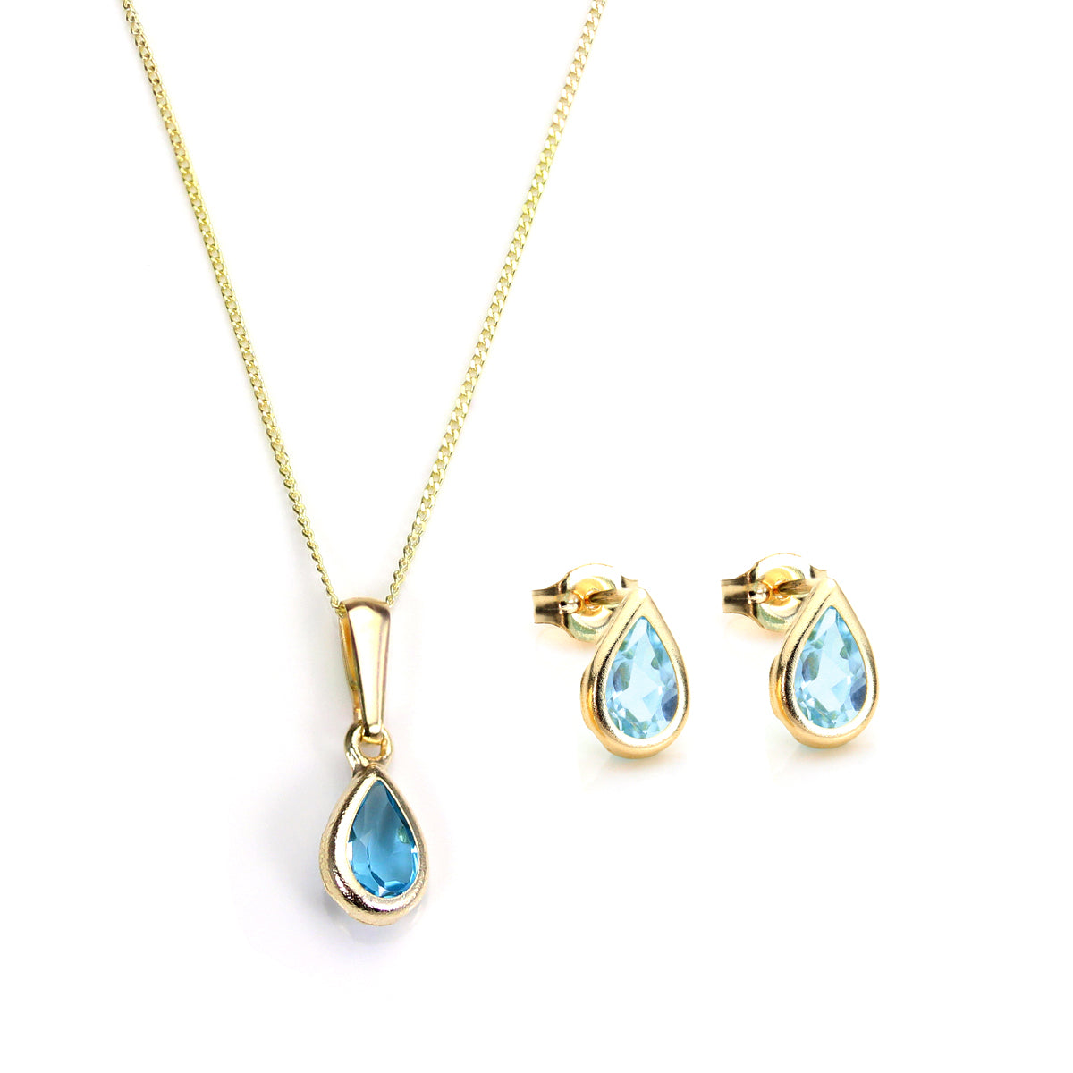 Set aus Anhänger und Ohrsteckern aus 9 Karat Gold mit November-Geburtsstein