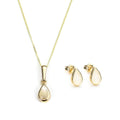 Set aus Anhänger und Ohrsteckern aus 9 Karat Gold mit Oktober-Geburtsstein