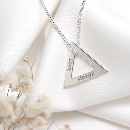 Personalised Sterling Silver Family Name Triangle Necklace