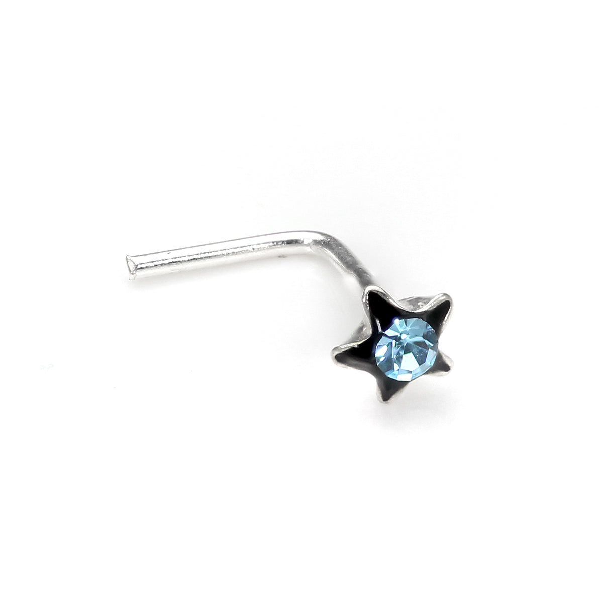 Sterlingsilber 3 mm Kristall Blume L-förmige Nasenstecker