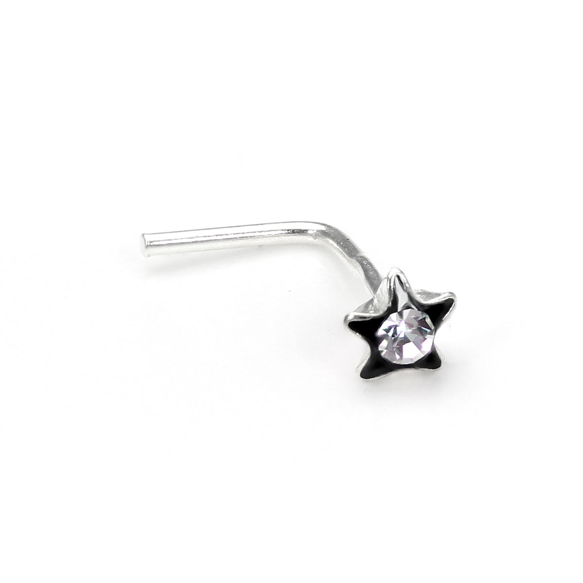 Sterlingsilber 3 mm Kristall Blume L-förmige Nasenstecker