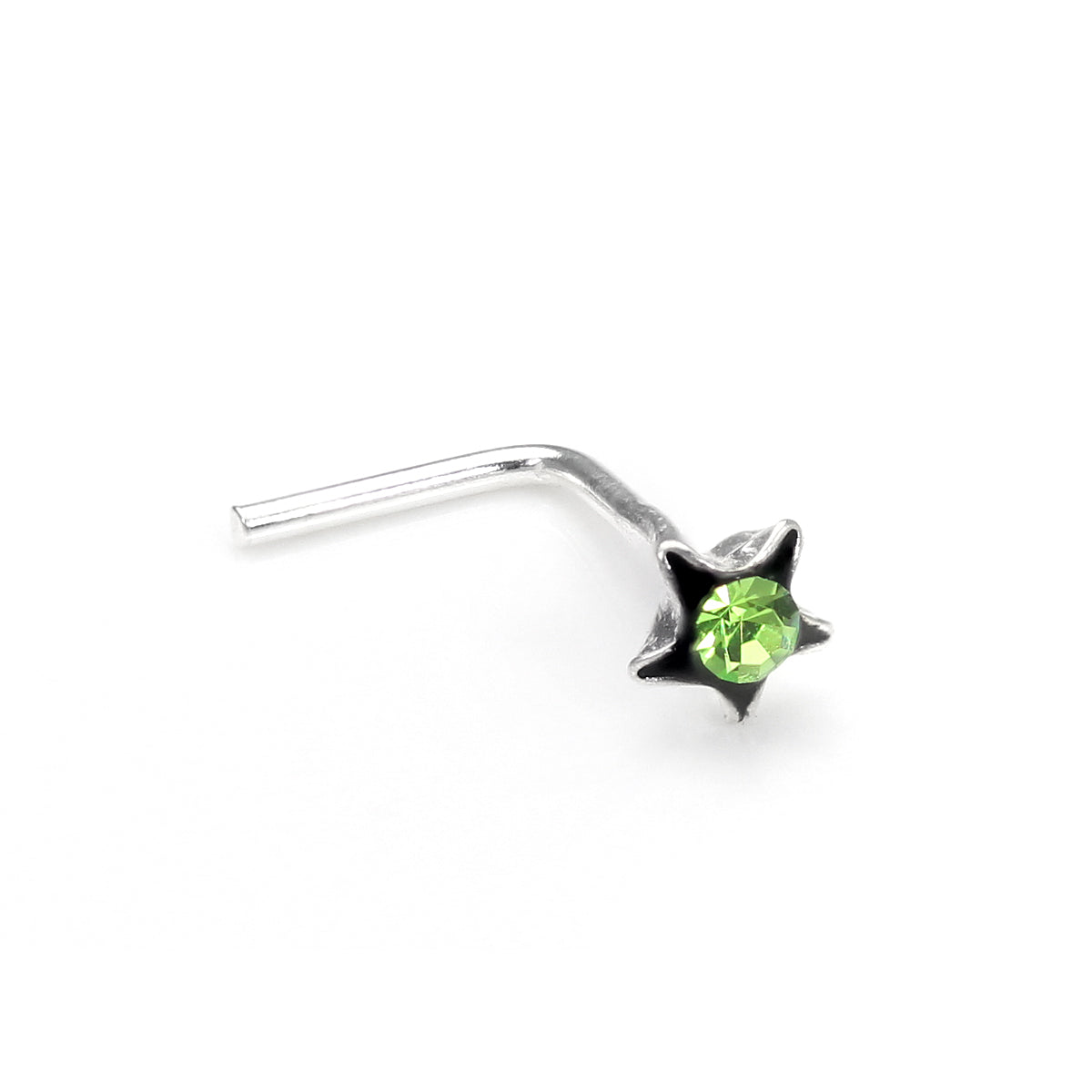 Sterlingsilber 3 mm Kristall Blume L-förmige Nasenstecker