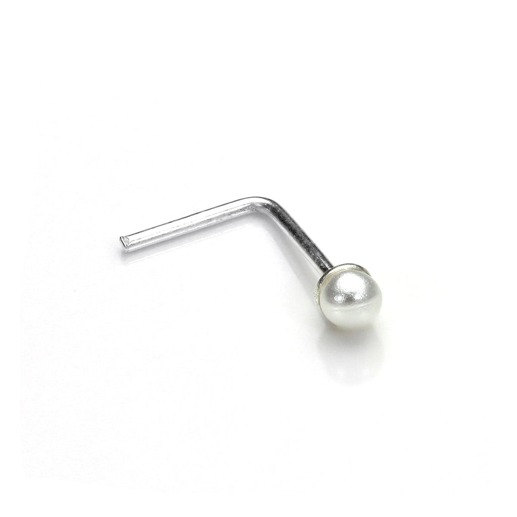 Sterlingsilber 3 mm Perle L - förmig Nasenstecker