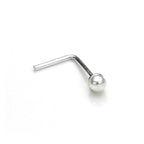 Sterlingsilber 3 mm Perle L - förmig Nasenstecker