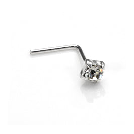 Sterlingsilber & Klar Kristall 2 mm Nasenstecker