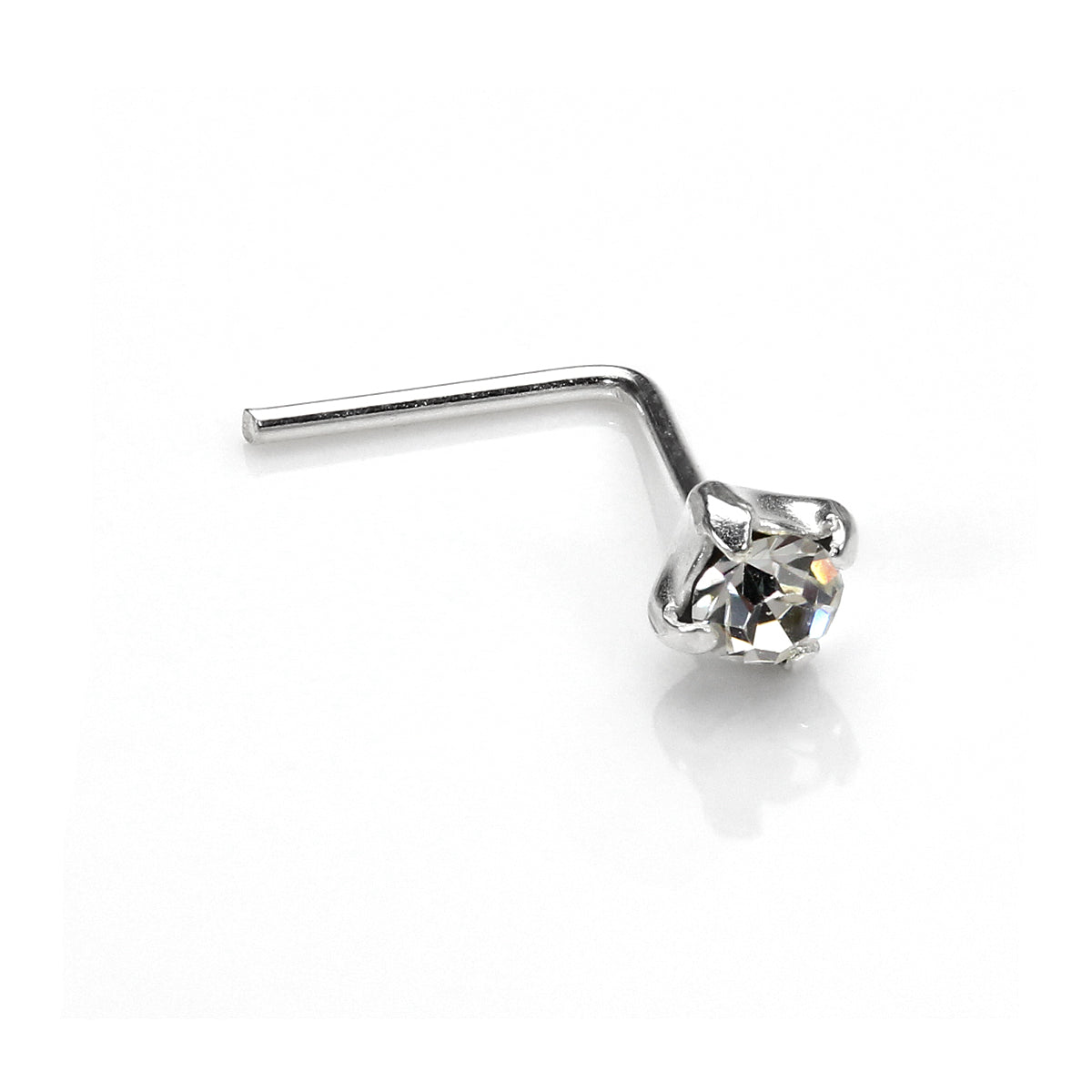 Sterlingsilber & Klar Kristall 2 mm Nasenstecker