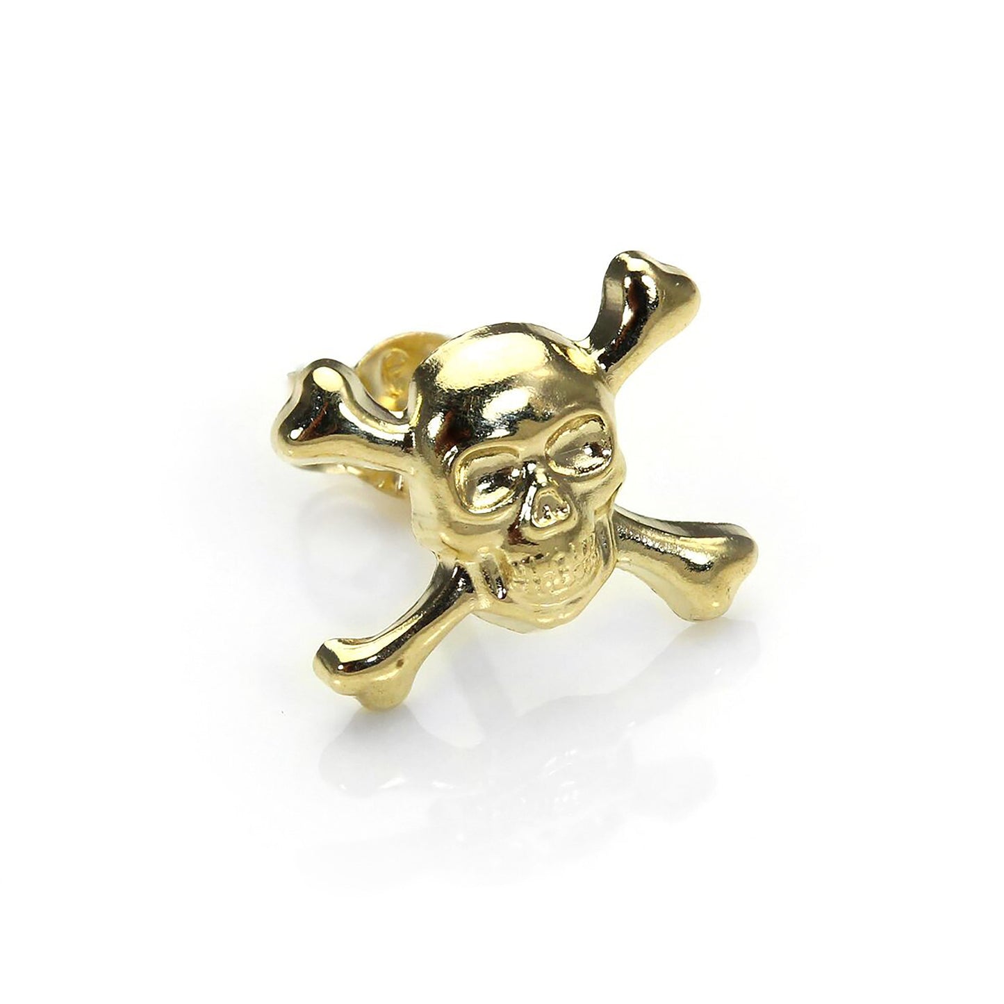 9 Karat Gelbgold Totenkopf & Kreuzknochen Herren Einzel Ohrstecker