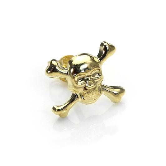 9 Karat Gelbgold Totenkopf & Kreuzknochen Herren Einzel Ohrstecker