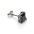 9 Karat Weißgold Schwarz CZ 5 mm Quadrat Herren Einzel Ohrstecker