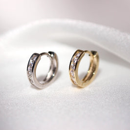 9 Karat Gelbgold Klarer CZ Herren Huggie Einzel-Ohrring