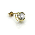 9 Karat Gelbgold Klar Kristall 6 mm Herren Rund Einzel Ohrstecker