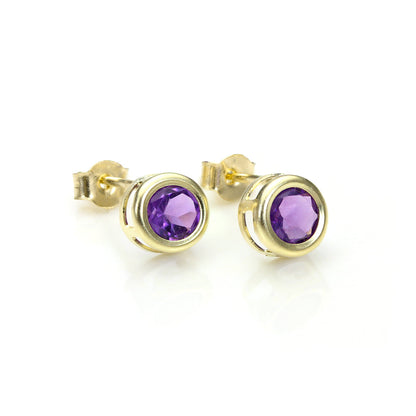 5-mm-Ohrstecker mit Edelstein und Kristall aus 9 Karat Gelbgold
