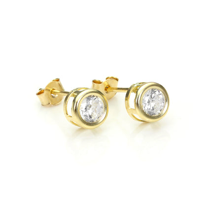 5-mm-Ohrstecker mit Edelstein und Kristall aus 9 Karat Gelbgold