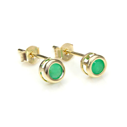 4 mm Ohrstecker mit Edelstein und Kristall aus 9 Karat Gelbgold