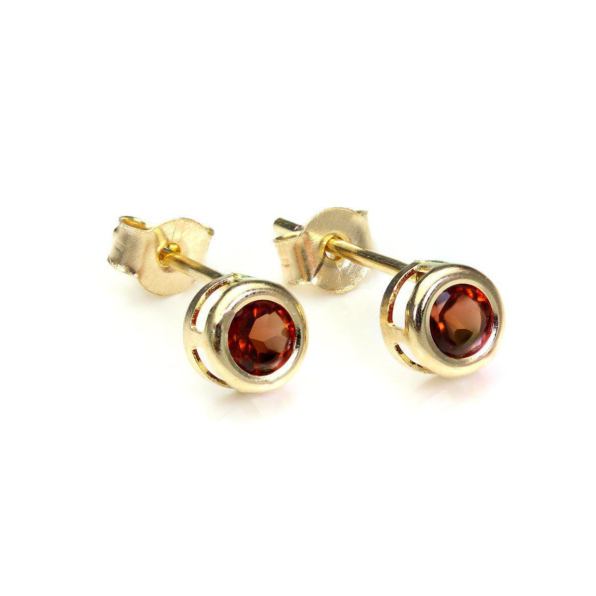 4 mm Ohrstecker mit Edelstein und Kristall aus 9 Karat Gelbgold