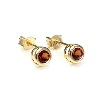 4 mm Ohrstecker mit Edelstein und Kristall aus 9 Karat Gelbgold