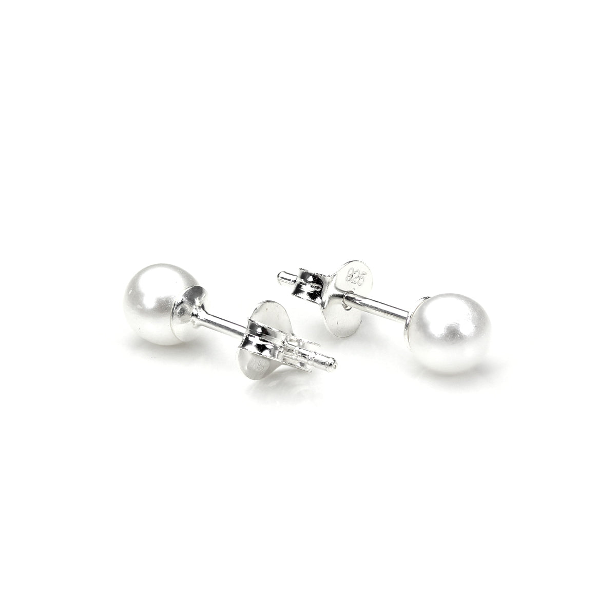 Sterlingsilber Perlen Ohrstecker rund