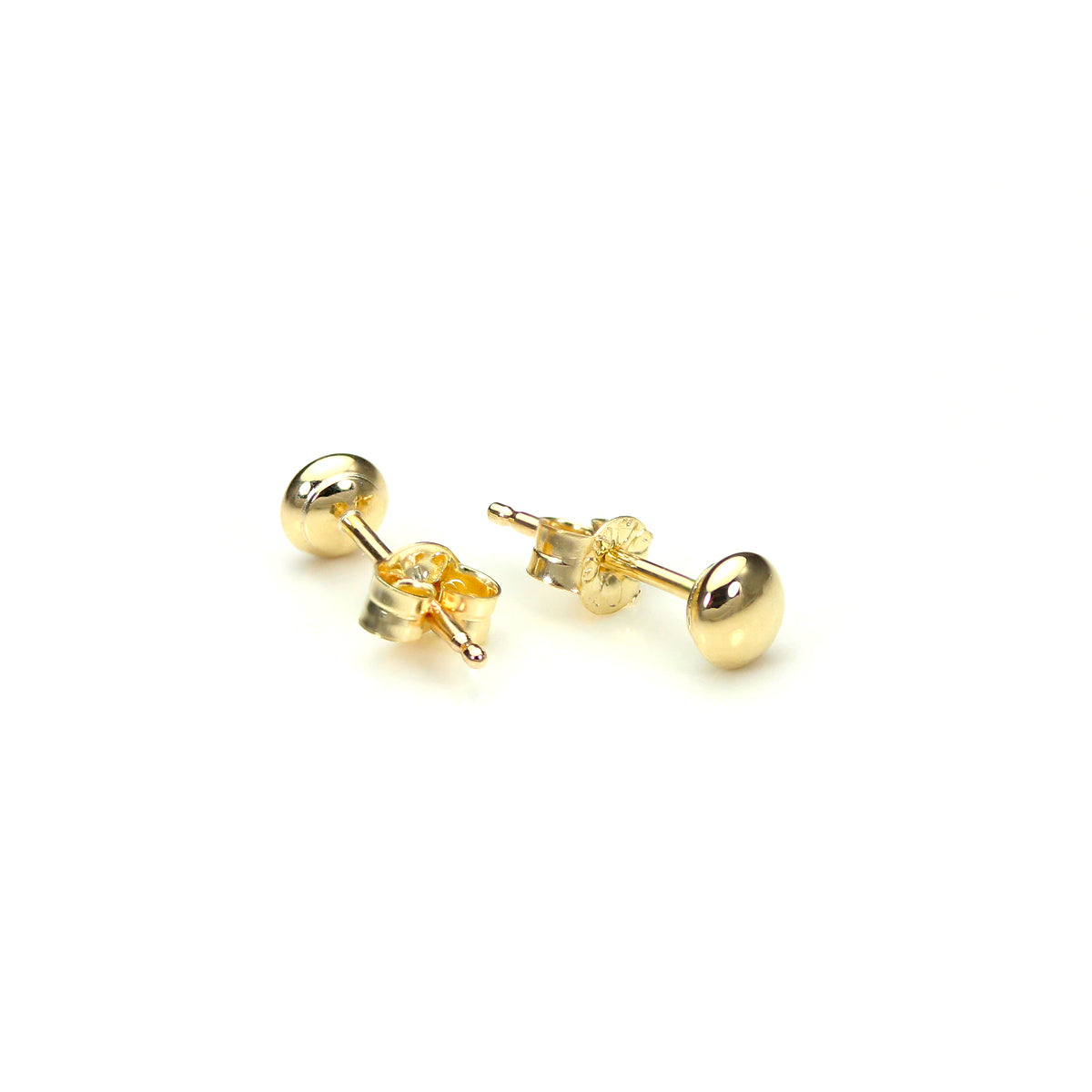 Einfarbige runde Ohrstecker aus 9 Karat Gelbgold