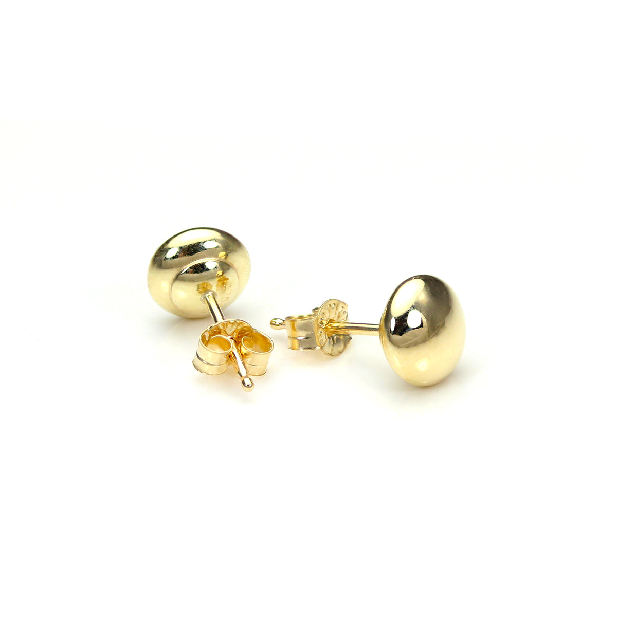 Einfarbige runde Ohrstecker aus 9 Karat Gelbgold