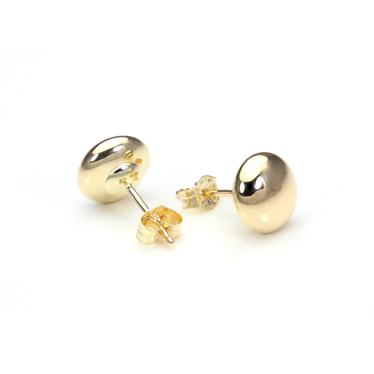 Einfarbige runde Ohrstecker aus 9 Karat Gelbgold