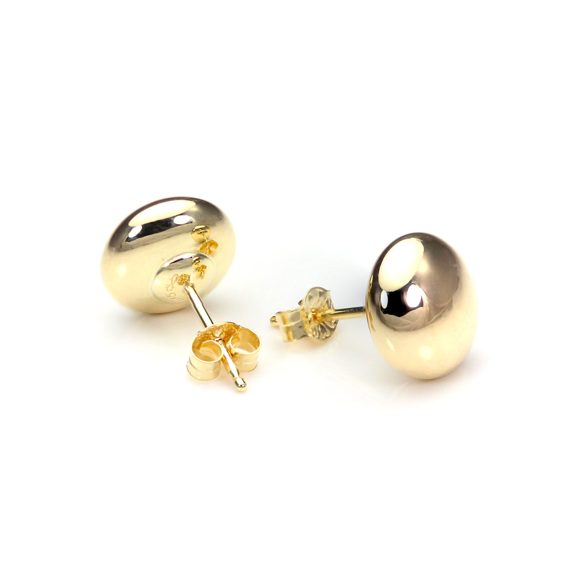 Einfarbige runde Ohrstecker aus 9 Karat Gelbgold