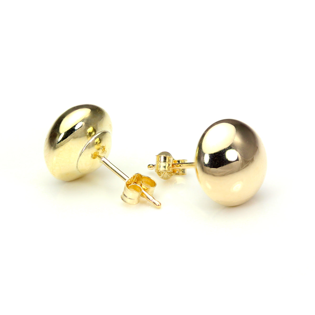 Einfarbige runde Ohrstecker aus 9 Karat Gelbgold