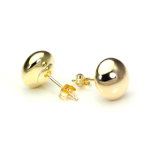 Einfarbige runde Ohrstecker aus 9 Karat Gelbgold