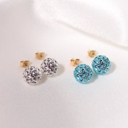 7-mm-Ohrstecker mit Pave-Kristall aus 9 Karat Gelbgold