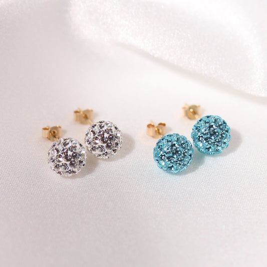 7-mm-Ohrstecker mit Pave-Kristall aus 9 Karat Gelbgold