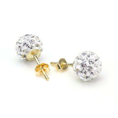 7-mm-Ohrstecker mit Pave-Kristall aus 9 Karat Gelbgold